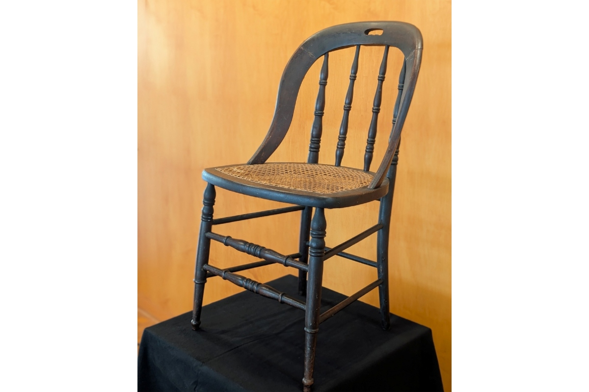 This chair from Ford's Theatre has been donated to the Abraham Lincoln Presidential Library and Museum by Gordon McCray.
