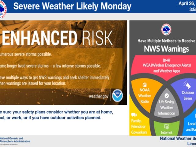 Severe weather is possible Monday.