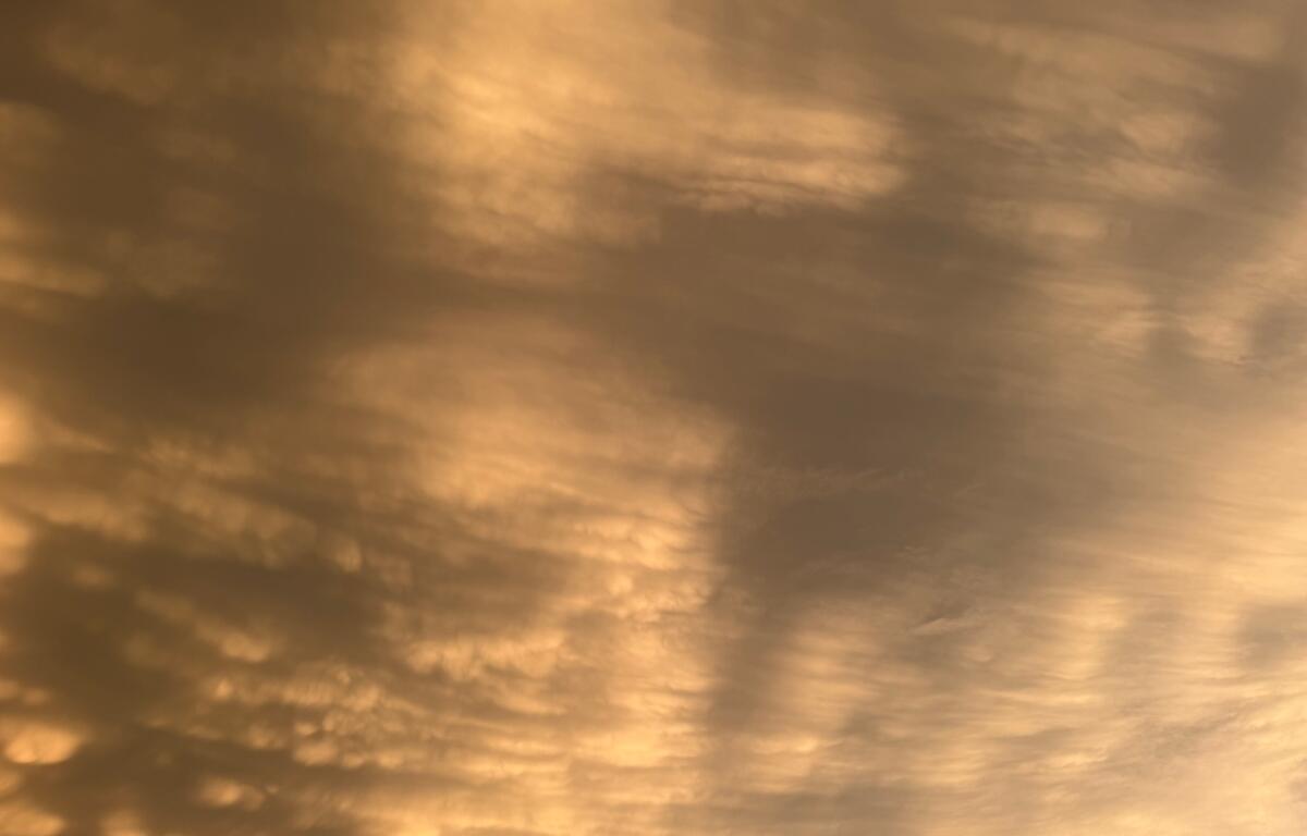 Clouds interacting with sun Monday evening outside the Capitol Media Group studios in Springfield.