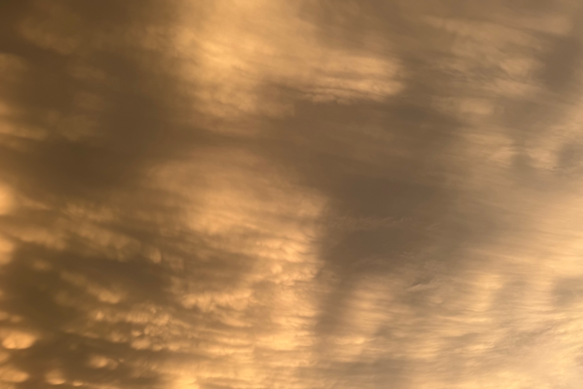 Clouds interacting with sun Monday evening outside the Capitol Media Group studios in Springfield.