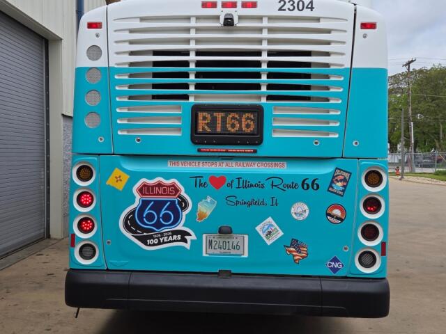 The rear of this SMTD bus celebrating Route66 is also decorated.
