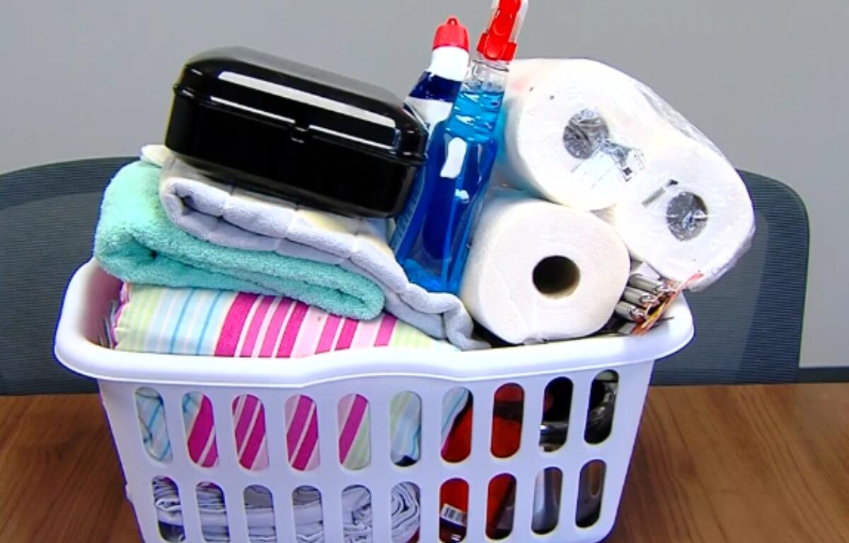 An example of a "Welcome Home basket" a formerly unhoused person may receive from Heartland Housed.