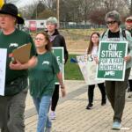 Members of the UIS United Faculty union went on strike Friday morning, picketing around the UIS quad.