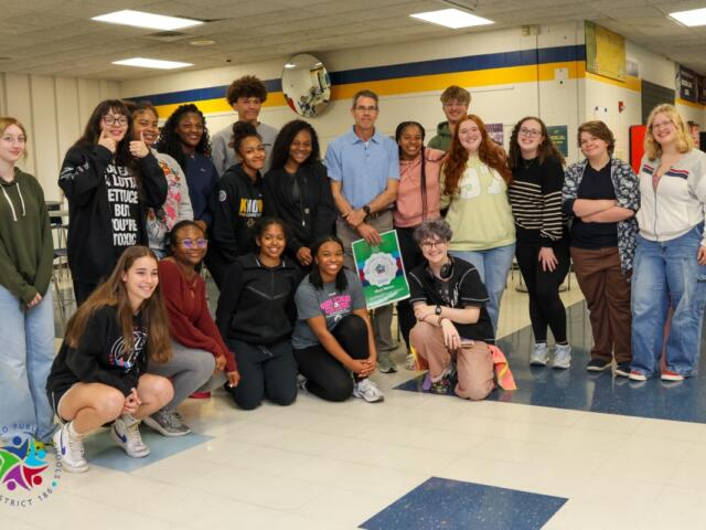 Matt Maton, center, the District 186/Horace Mann Educator of the Year.
