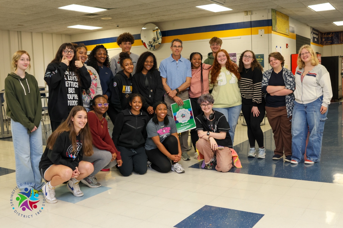 Matt Maton, center, the District 186/Horace Mann Educator of the Year.