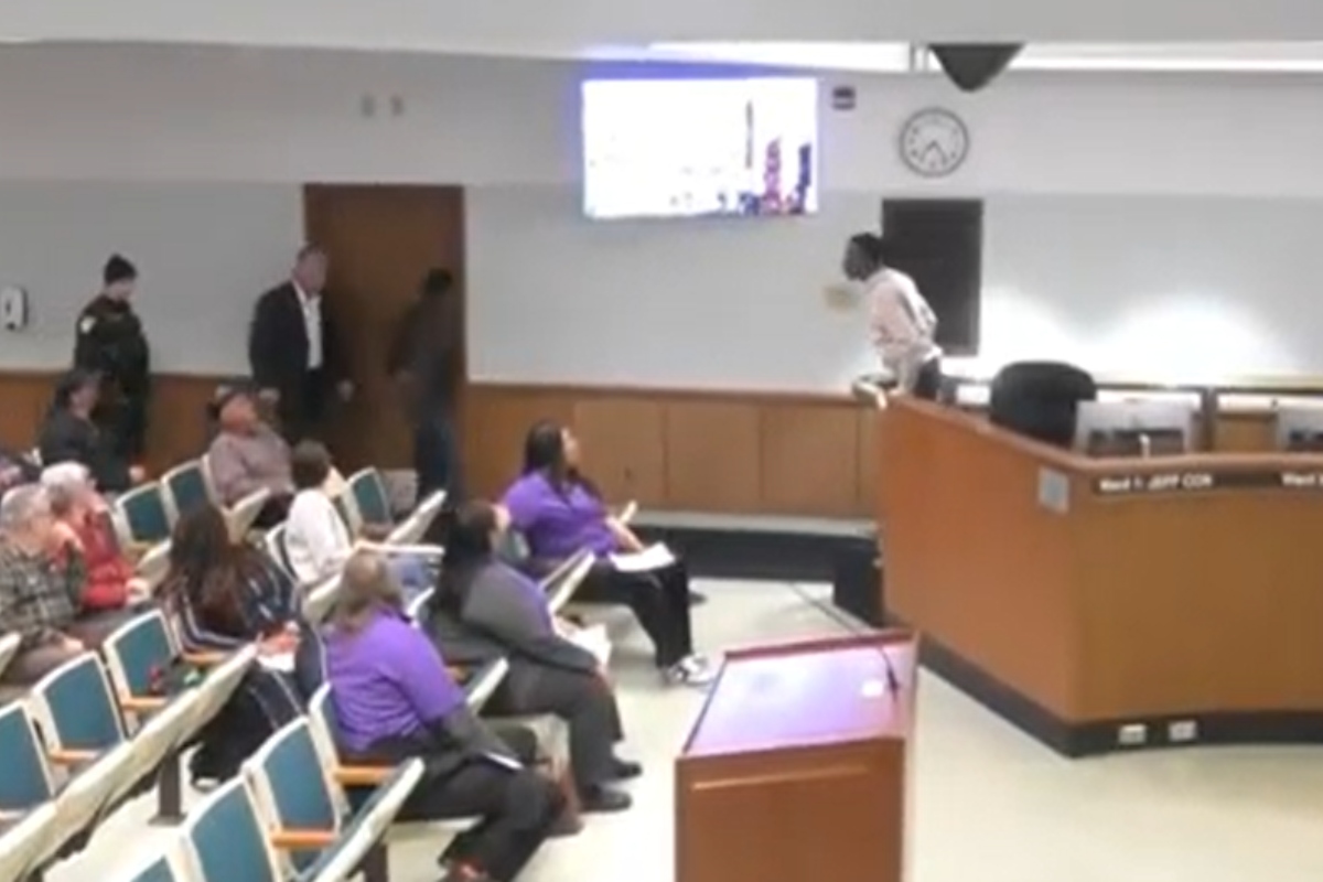 A screenshot from a live stream of Tuesday night's Springfield City Council meeting showed Ald. Shawn Gregory, right, getting into a verbal argument with former Police Chief Michael Walton, left center in the picture.