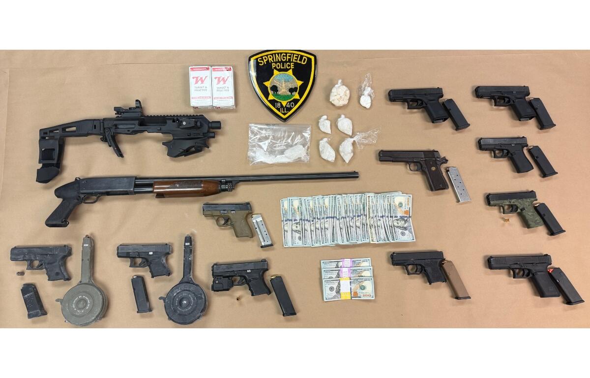 Springfield Police say these items were recovered after a suspected break-in to Scheel's Sunday night, as well as through the use of search warrants.