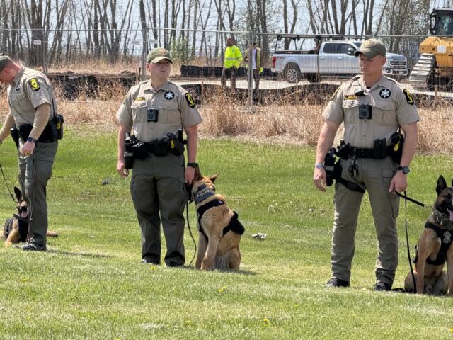 Three of Illinois State Police's 64 K-9 teams.