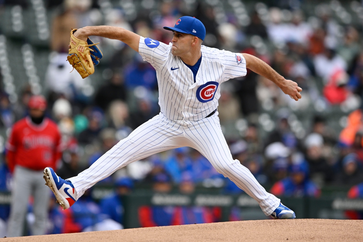 Chicago Cubs starter Matthew Boyd delivers a pitch during a baseball game against the Los Angeles Angels in Chicago, Wednesday, April 1, 2026. (AP Photo/Paul Beaty)