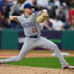 Chicag Cubs' Cade Horton pitches in the first inning of a baseball game against the Cleveland Guardians in Cleveland, Friday, April 3, 2026. (AP Photo/Sue Ogrocki)