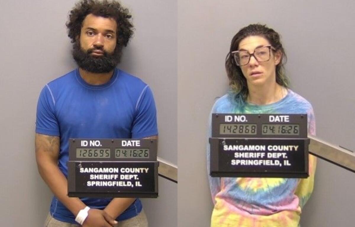 Kwain Karrick (left) and Hollie Bracco remain held in the Sangamon County Jail as of Friday, April 17.