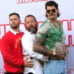 William Compton, Bert Kreischer, Taylor Lewan at The Machine Premiere at the Village Theater on May 25, 2023 in Westwood, CA