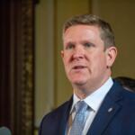 Illinois State Police Director Brendan Kelly is pictured in the governor’s office in Springfield in 2022. (Capitol News Illinois photo by Jerry Nowicki)