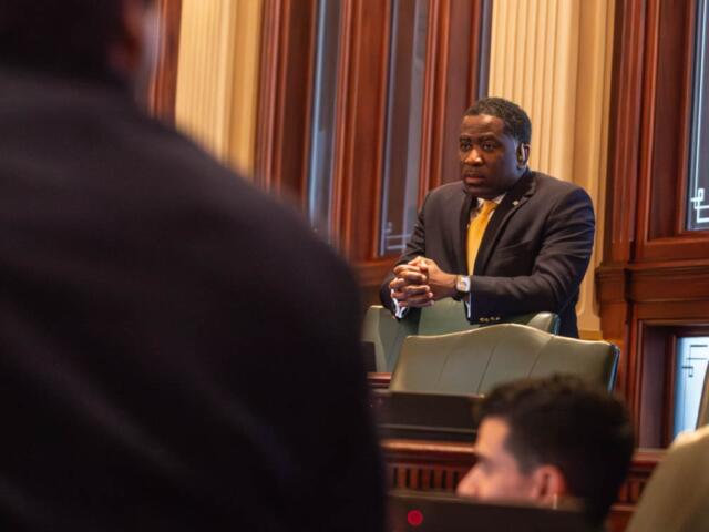 Rep. Marcus Evans, D-Chicago, on the House floor in May 2025. (Capitol News Illinois photo by Jerry Nowicki)