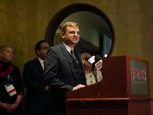 Tazewell County Clerk John Ackerman speaks at an Illinois Association of County Clerks and Recorders event in East Peoria in January 2026. (Capitol News Illinois photo by Jenna Schweikert)