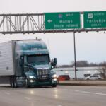 A truck drives on Illinois roads. (Medill Illinois News Bureau photo by Jacques Abou-Rizk)