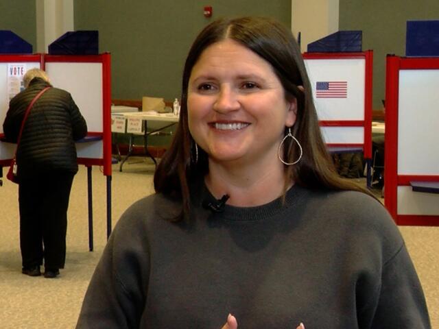 Jennifer Crowder, a Sangamon County election judge, speaks to Capitol News Illinois on the day of the March 2026 primary election. (Capitol News Illinois photo by Andrew Campbell)