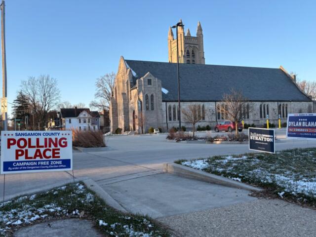  A church serves as a polling place in Sangamon County for the 2026 March primary (Capitol News Illinois photo by Jerry Nowicki)