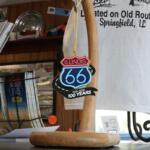 A Route 66 centennial logo ornament hung on display at Cozy Dog Drive In. (Medill Illinois News Bureau photo by Chloe Park)