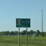 A highway sign directing drivers from from Interstate 55 to historic Route 66 stood along a rural stretch between Springfield and Livingston.