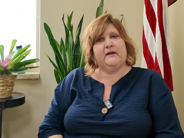 Williamson County Clerk Amanda Barnes speaks to Capitol News Illinois. (Capitol News Illinois photo by Molly Parker) 