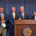 Sen. Don DeWitte, R-St. Charles, discusses the budget at a news conference at the Statehouse on May 27, 2026. (Capitol News Illinois photo by Ben Szalinski)