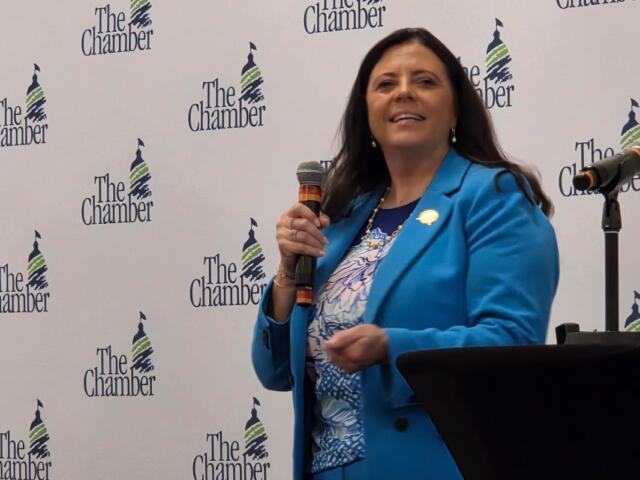 Mayor Misty Buscher speaks at the annual "State of Greater Springfield" hosted by the Greater Springfield Chamber of Commerce Tuesday, May 19, 2026.