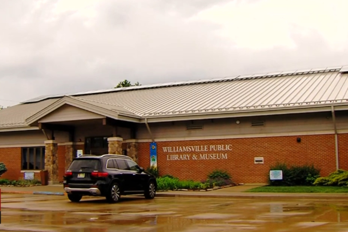 Solar panels have been installed on the roof of the Williamsville Public Library and Museum.