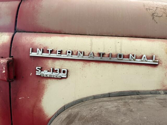 The make and series are displayed on the side of a 1956 International Harvester S-130 pickup truck in Mason, Ill., Sunday, May 24, 2026. (AP Photo/Holly Meyer)