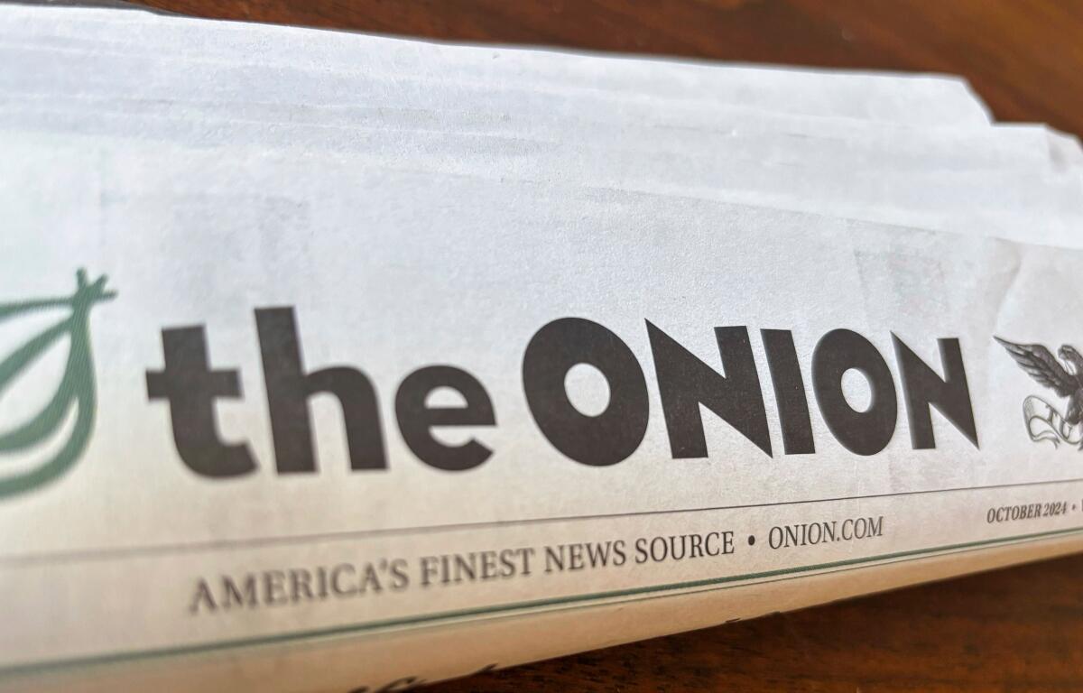 FILE - A copy of the satirical outlet The Onion is seen, Nov. 14, 2024, in Little Rock, Ark. (AP Photo/Jill Bleed, File)