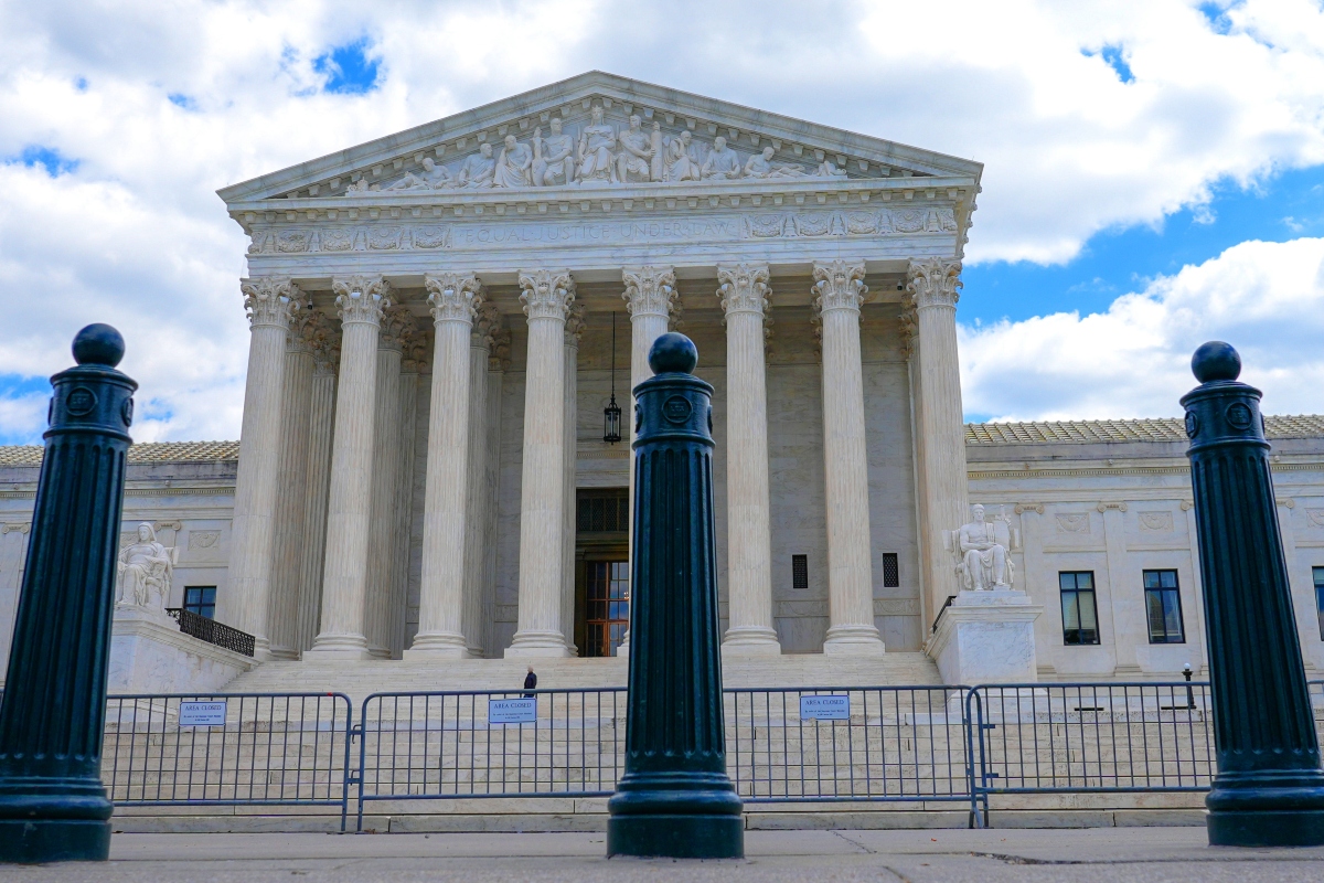 The U.S. Supreme Court is seen, Thursday, April 30, 2026, in Washington. (AP Photo/Mariam Zuhaib)