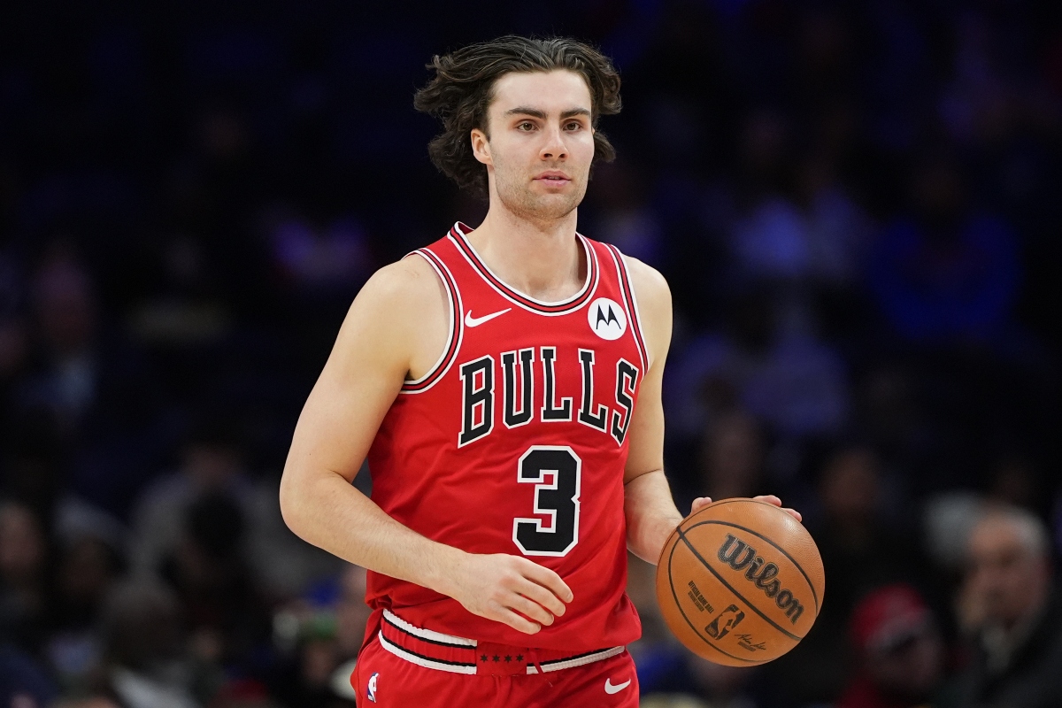FILE - Chicago Bulls' Josh Giddey plays during the second half of an NBA basketball game March 25, 2026, in Philadelphia. (AP Photo/Matt Slocum, File)