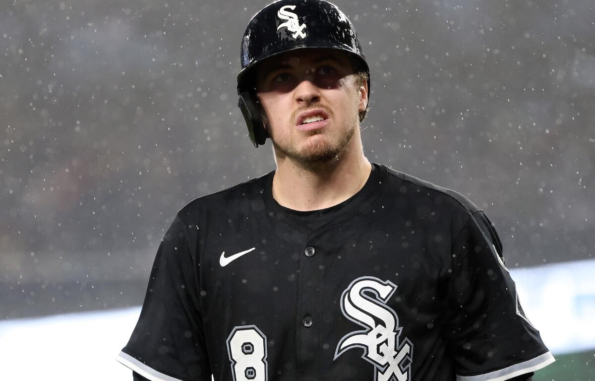 FILE - Chicago White Sox's Kyle Teel looks on during the eighth inning of a baseball game against the Washington Nationals, Sept. 27, 2025, in Washington. (AP Photo/Daniel Kucin Jr., file)
