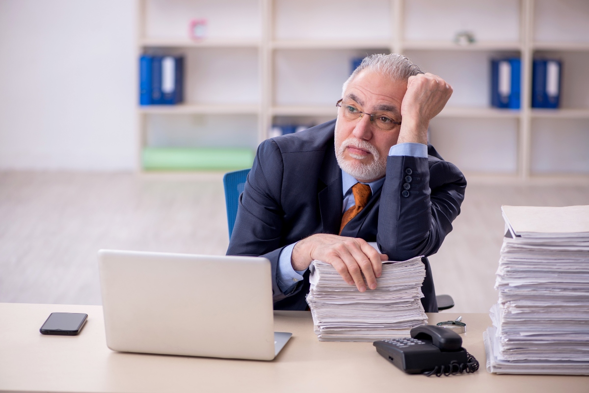 A frustrated executive