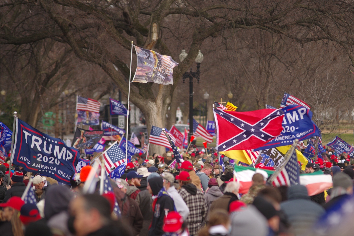 WASHINGTON, DC - January 6, 2021: Supporters of U.S. President Donald Trump gather on the National Mall for the "Stop the Steal" rally.