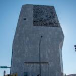 Chicago, IL, April 11, 2026, Barack Obama Presidential Center Tower with a blue sky background, Presidential Library, former President of the United States with words and letters on the exterior