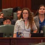 Rep. Mary Beth Canty, D-Arlington Heights, argues for the Reproductive Health Privacy Act, which would protect Illinois abortion patients from out-of-state retaliation, on the floor of the House on Sunday, May 31, 2026. (Capitol News Illinois photo by Jerry Nowicki)