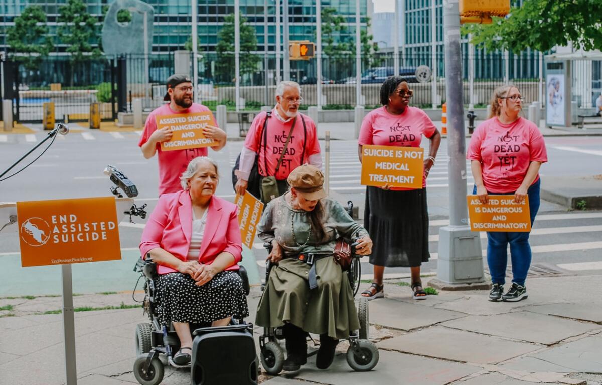 Advocates and patients announced lawsuits against “medical aid in dying” legislation at a news conference in New York. (Photo provided by the Patients Rights Action Fund)