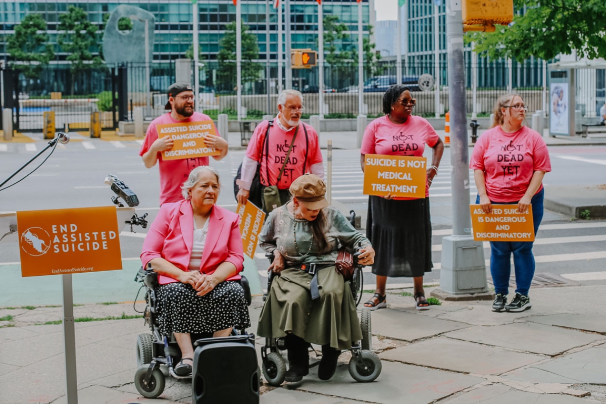 Advocates and patients announced lawsuits against “medical aid in dying” legislation at a news conference in New York. (Photo provided by the Patients Rights Action Fund)