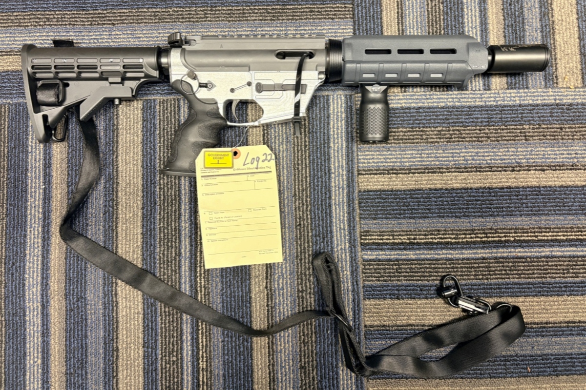An AR-style short-barreled rifle that prosecutors allege Vishnevski manufactured at home. (Photo provided by U.S. Attorney’s Office, Southern District of Illinois)