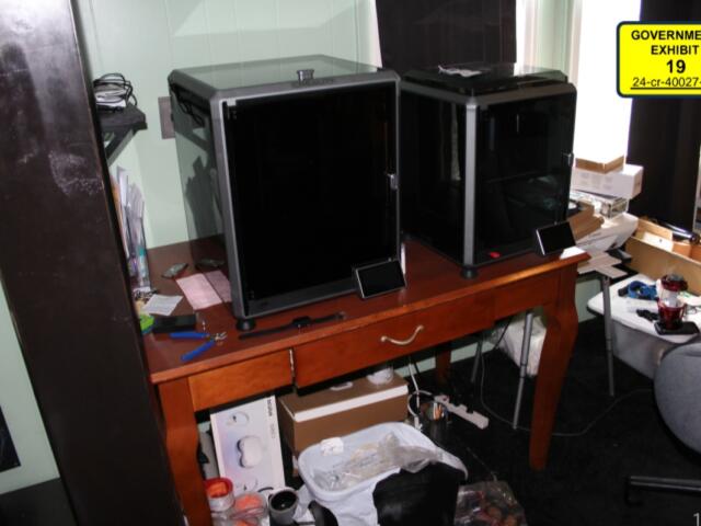 Prosectors said Vishnevski possessed numerous items commonly used to make firearms at home, including 3D printers, such as these two seized from his home, a Ghost Gunner milling machine, a drill press and specialized jigs. (Photo provided by U.S. Attorney’s Office, Southern District of Illinois)