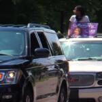 People decorated their cars with messages highlighting the history of Black Lives Matter before taking part in a procession through the city.