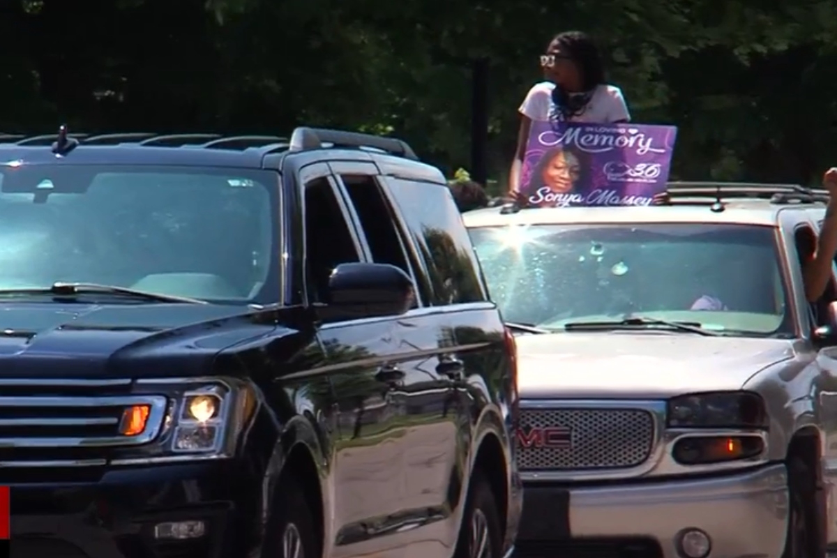 People decorated their cars with messages highlighting the history of Black Lives Matter before taking part in a procession through the city.