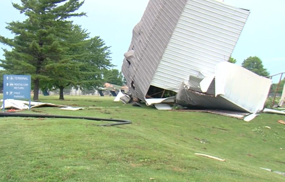 Damage was reported Thursday at Abraham Lincoln Capital Airport.