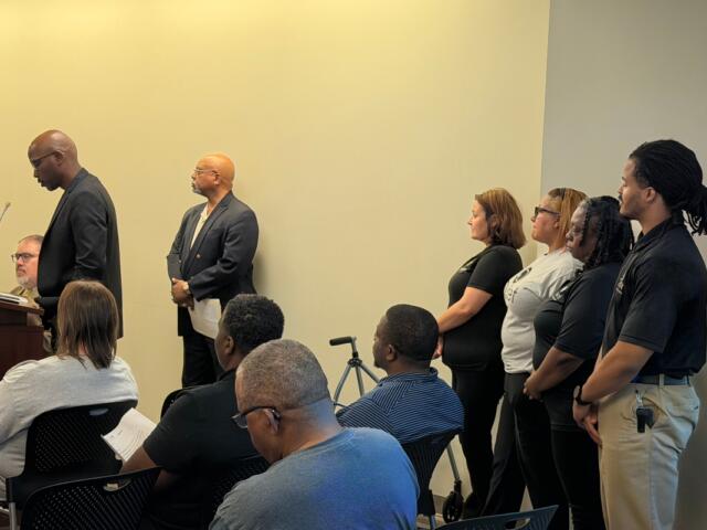 Members of the Springfield NAACP and "The Outlet" speak to the District 186 School Board Monday night.
