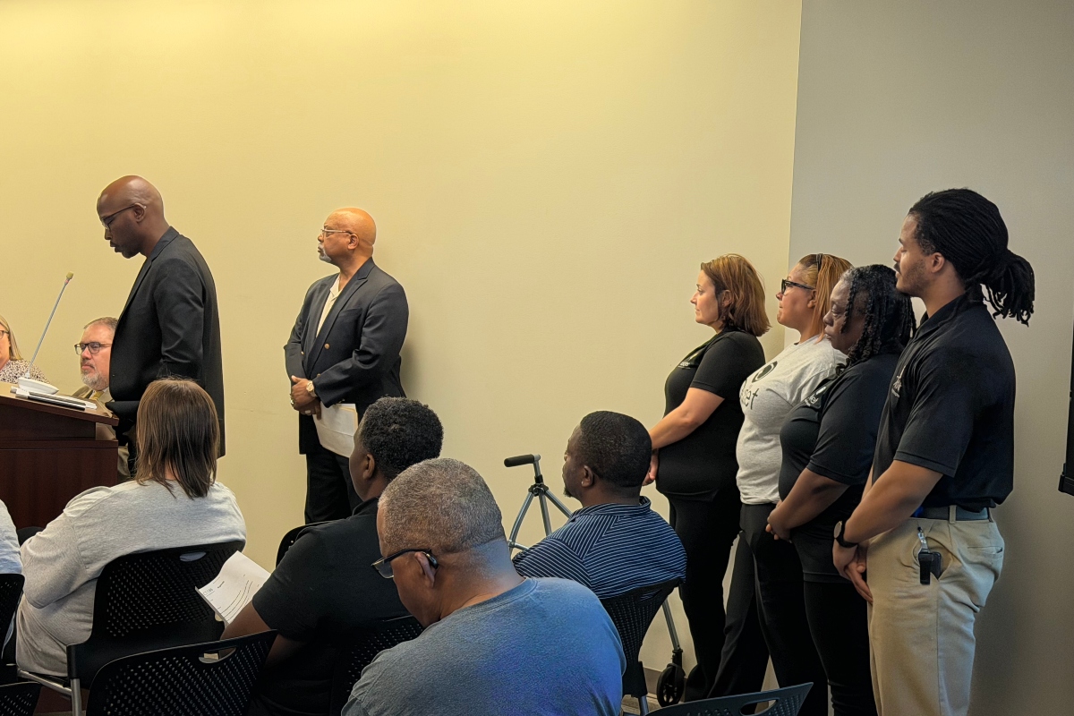 Members of the Springfield NAACP and "The Outlet" speak to the District 186 School Board Monday night.