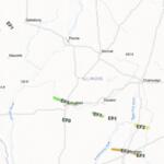 Seven tornadoes hit western and central Illinois Wednesday, June 17, according to the National Weather Service in Lincon, as seen on this map.