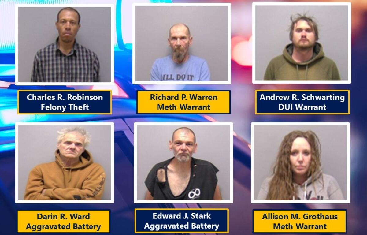 Sangamon and Menard County Crime Stoppers say these six suspects are wanted for various offenses.