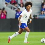 FILE - United States defender Chris Richards controls the ball during a friendly soccer match against Japan, Tuesday, Sept. 9, 2025, in Columbus, Ohio. (AP Photo/Jeff Dean, File)