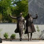 Statues of former President Barack Obama and former First Lady Michelle Obama at the Obama Presidential Center in Chicago, Thursday, May 28, 2026. (AP Photo/Paul Beaty)